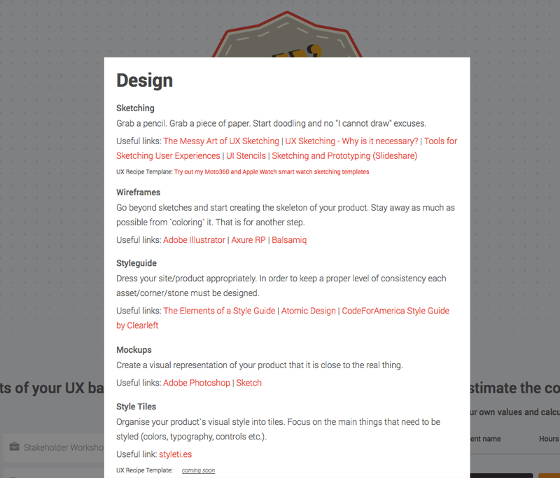 UX Recipe resources, Easter eggs, and templates.